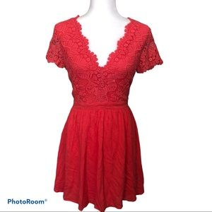 Honey Belle NWT coral crochet mini dress